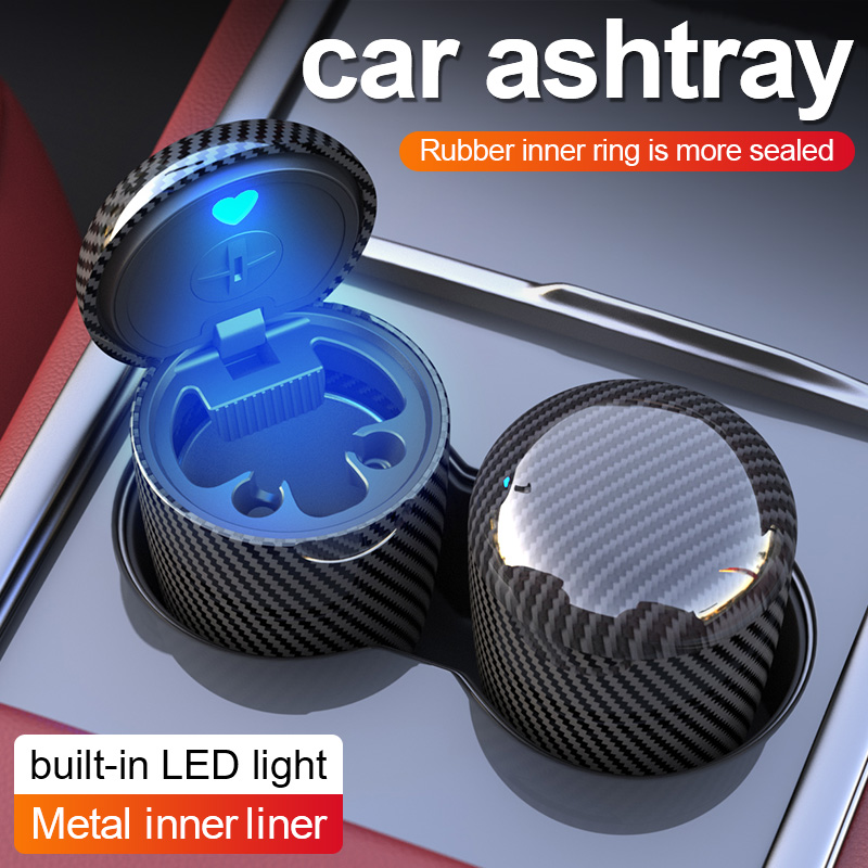 Vape Decoration - Ein-Klick-Öffnung Auto-Aschenbecher mit LED-Ambientebeleuchtung, Universeller Rauchfreier